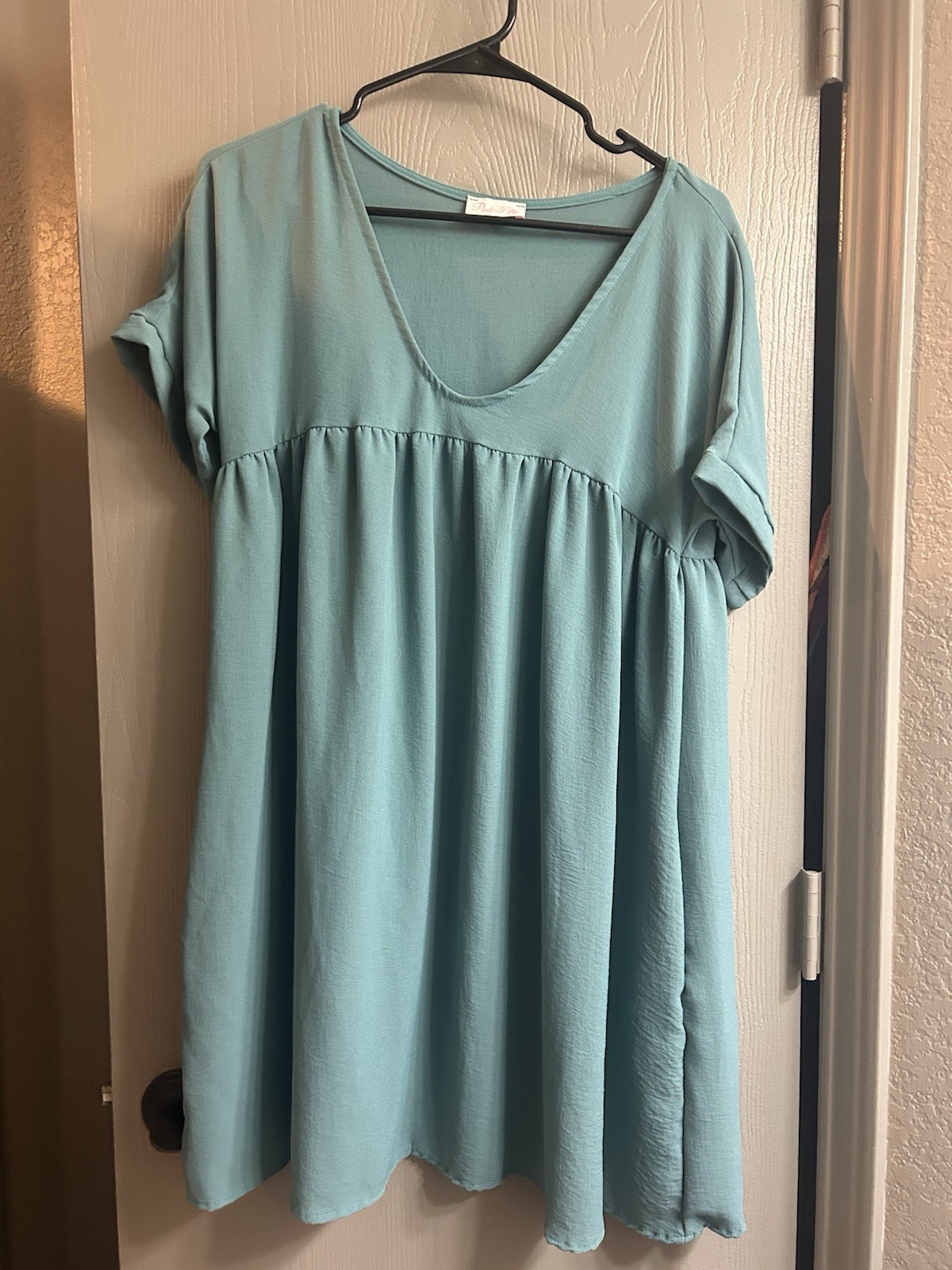 Pink Lily Babydoll Connect To Your Heart Blue Dress Women’s Size Small