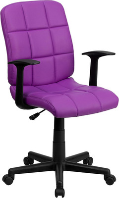 Clayton Mid-Back Purple Quilted Vinyl Swivel Task Office Chair with Arms