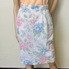 Pastel Floral Print Vintage High Waist 80s Skirt with Pockets