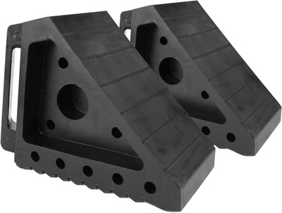 Maxxhaul Solid Rubber Wheel Chock 2-Pack | 8'' X 4'' X 6'' Heavy-Duty Tire Stop | N