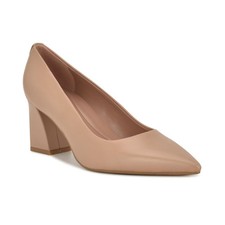 Women's Nine West Kalore 9X9 Block Heel Dress Pumps Light Pink Leather