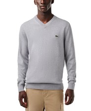 Lacoste Mens Regular-Fit Solid V-Neck CCA Cotton Sweater S Grey MSRP: 125