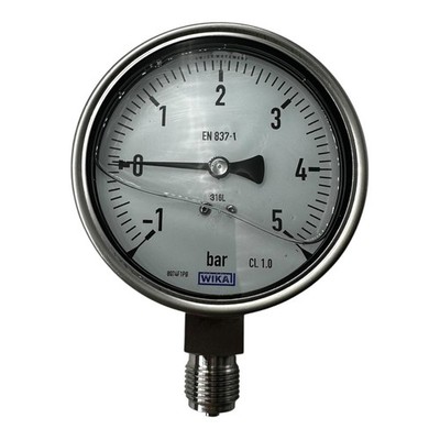 Wika Manometer -1 5 bar Ø100mm EN 837-1 Edelstahl 316L CL1.0 G1/2B neu