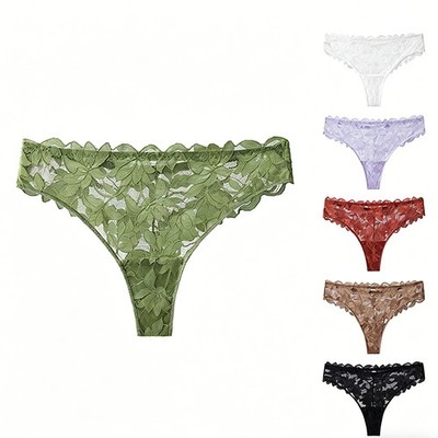 6 Pack Lot Sexy Womens Lace Panties Thongs See Through Underwear Lingeries Brief