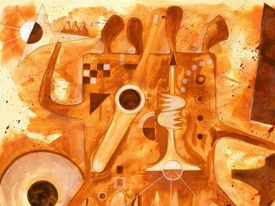 Aborigines Jazz Gil Mayers 1997 Vintage Kunstdruck Poster Wanddeko Deko Akzent