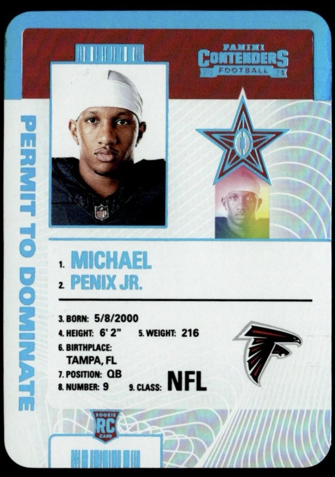 2024 Panini Contenders Permit to Dominate Michael Penix Jr. Atlanta Falcons