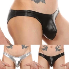 Boxer Underpants Briefs Faux Leather Men PU Shorts Underwear Wet Look New