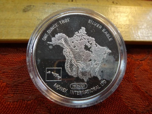 1982 Monex International LTD Eagle Proof 1 Oz .999 Silver Bullion Round (Spotty)