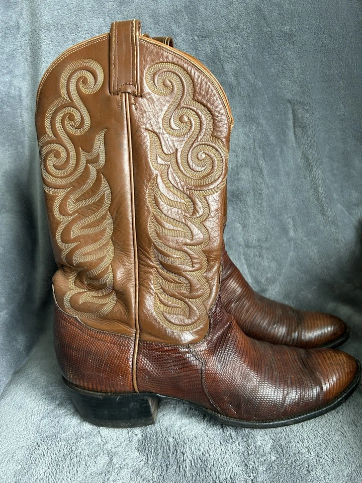 Botas de Vaquero Tony Lama Teju Lagarto Para Hombre Punta Almendra Vaquero Occidental Foto 3 de 4