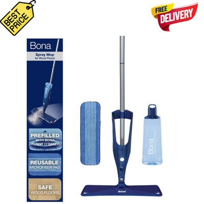 Bona Spray Mop Hardwood Floor Cleaner Kit Reusable Pad Easy Clean System
