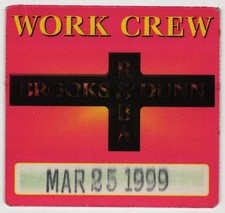 1999 Reba McEntire Brooks Dunn Concert Backstage Pass Working Crew Louisville KY