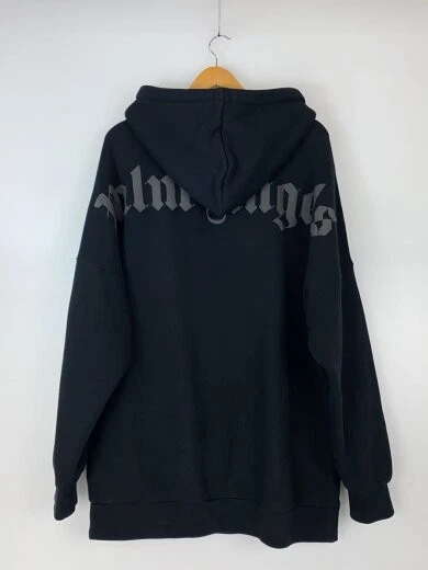 Felpa con cappuccio pullover logo Palm Angels Back L Cotone Nero Solido PMBB036R21FLE002