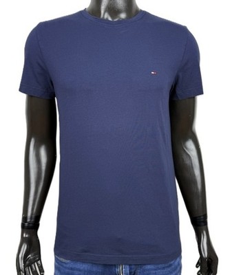 Tommy Hilfiger Herren T-Shirt L Slim Fit Navy Blau Baumwolle Logo Flag Kurzarm