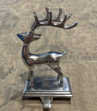 Reindeer Heavy Silver Mantel Hook Stocking Holder Hanger