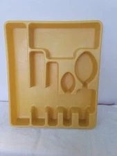 Vintage Rubbermaid Harvest Gold Silverware Flatware Utensils Holder Tray