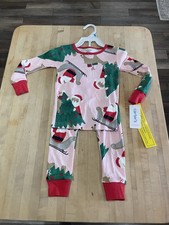 Carter's 2-Piece Christmas Pajama set Pink Red Green SNUG 24 Months Santa Sleigh