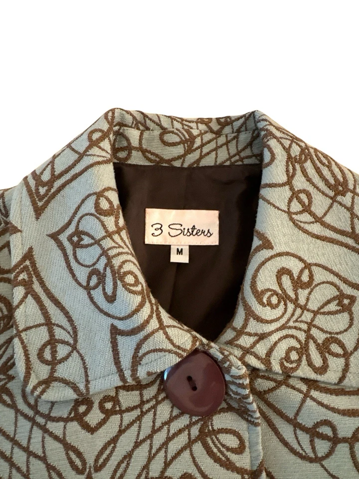 Chaqueta 3 Hermanas Talla Abrigo M Elegante Estilo 3S191/868 Marrón y Azul Acuático/Verde azulado Foto 2 de 4