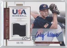 2012 USA Baseball National Team 15U Jersey Signatures 90/99 Coby Weaver Auto 0x5