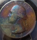 New ListingRainbow 🌈 1934 90% Silver Washington Quarter PCGS Fine Exact Coin