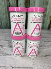 Almay Eye Makeup Remover Pads Oil Free Micellar 120 Pads 4 Pack Lot