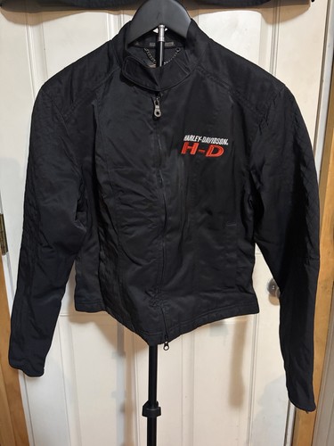 Harley-Davidson, Vintage 2005 Harley Davidson Black Quilted Biker Moto Jacket Zip Up Size M