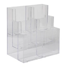 Clear Acrylic 3-Tier, 6-Pocket 4" x 9" Countertop Brochure Holder