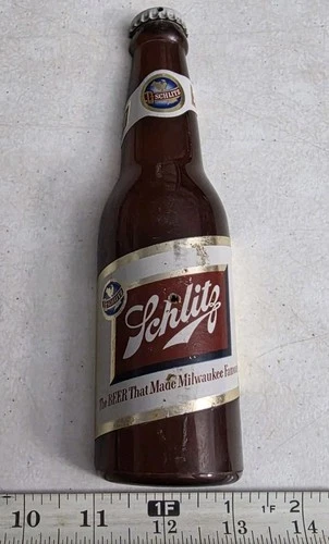 Vintage Schlitz Beer Milwaukee Advertising Plastic Half Bottle Sign