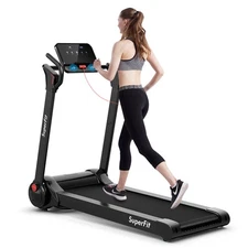 SuperFit Folding Electric Motorized Treadmill Machine w/ APP Control Speaker