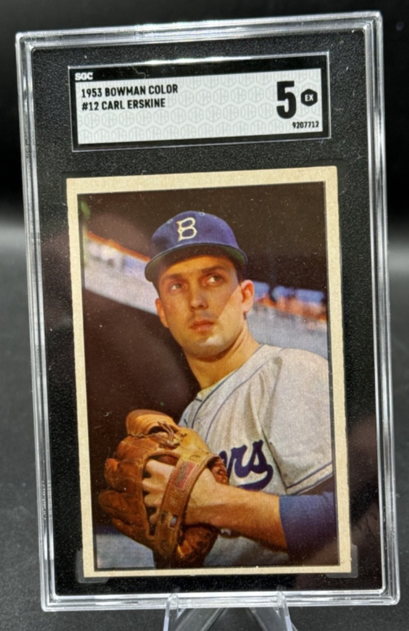 1953 Bowman Color - Carl Erskine #12 SGC 5