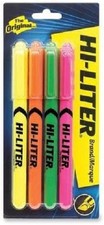HI-LITER R Pen Style Fluorescent Highlighters Assorted Chisel Tip 4/PK Carded
