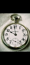 Antique 18 Size Illinois Bunn Special Railroad Pocket Watch Train Back 21 Jewel