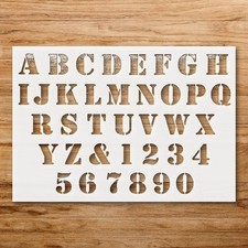 Uppercase Letters and Numbers Typography Home Decor Reusable Stencil - Stenci