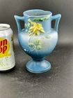 Roseville Blue Columbine #150-6” Double Handled Vase In Exc. Mint Condition