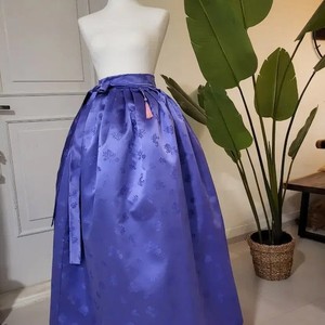 Blue Purple Hanbok Waist Skirt - Traditional Korean Costume