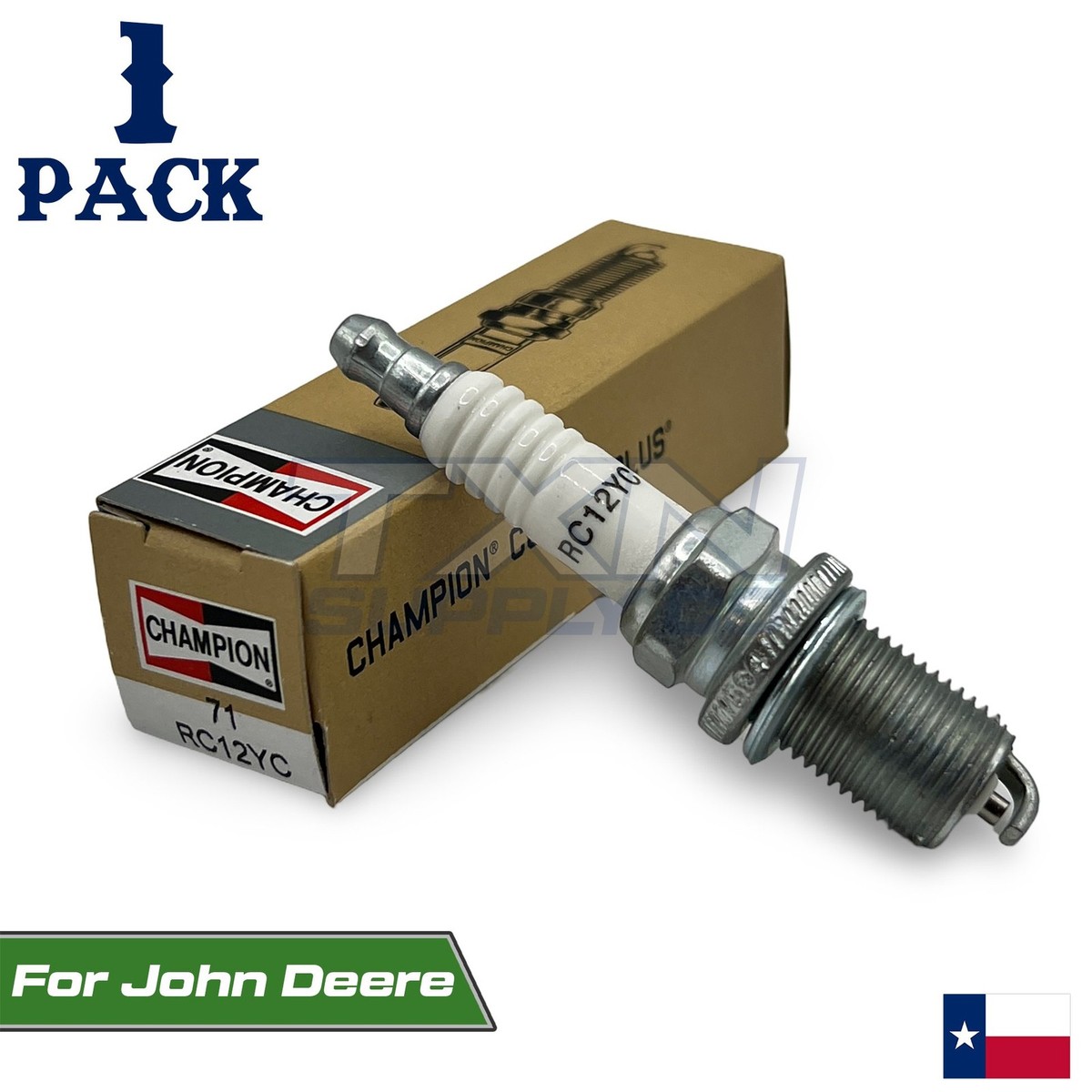1 Pack Champion Spark Plug - For John Deere Walk-Behind Mower JS63