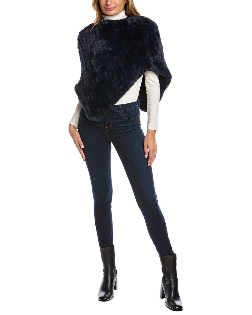 Surell Accessories Knit Poncho Women's Blue