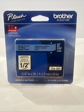 Genuine Brother TZe-531 P-touch Label Maker Tape TZe531CS Black on Blue Tape