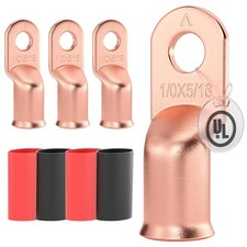 AIRIC UL Listed 1/0 AWG - 5/16 Battery Cable Lugs, Heat Shrink Ring Terminals...