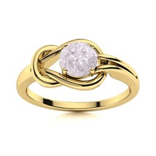 5MM Round Rose Quartz Infinity Love Knot Ring 925 Sterling Silver Gold Plated