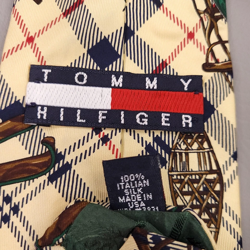 Tommy Hilfiger Corbata Para Hombres Seda Cuadros Novedad Invierno Patines Raquetas de Nieve Trineo EE. UU. Foto 3 de 4