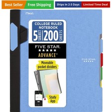 Advance Spiral Notebook  Study App, 5 Subject, College Ruled Paper, 8-1/2" x...