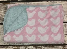 Circo Pink Baby Blanket Plush White Birds Doves Lovey Teal Blue Sherpa