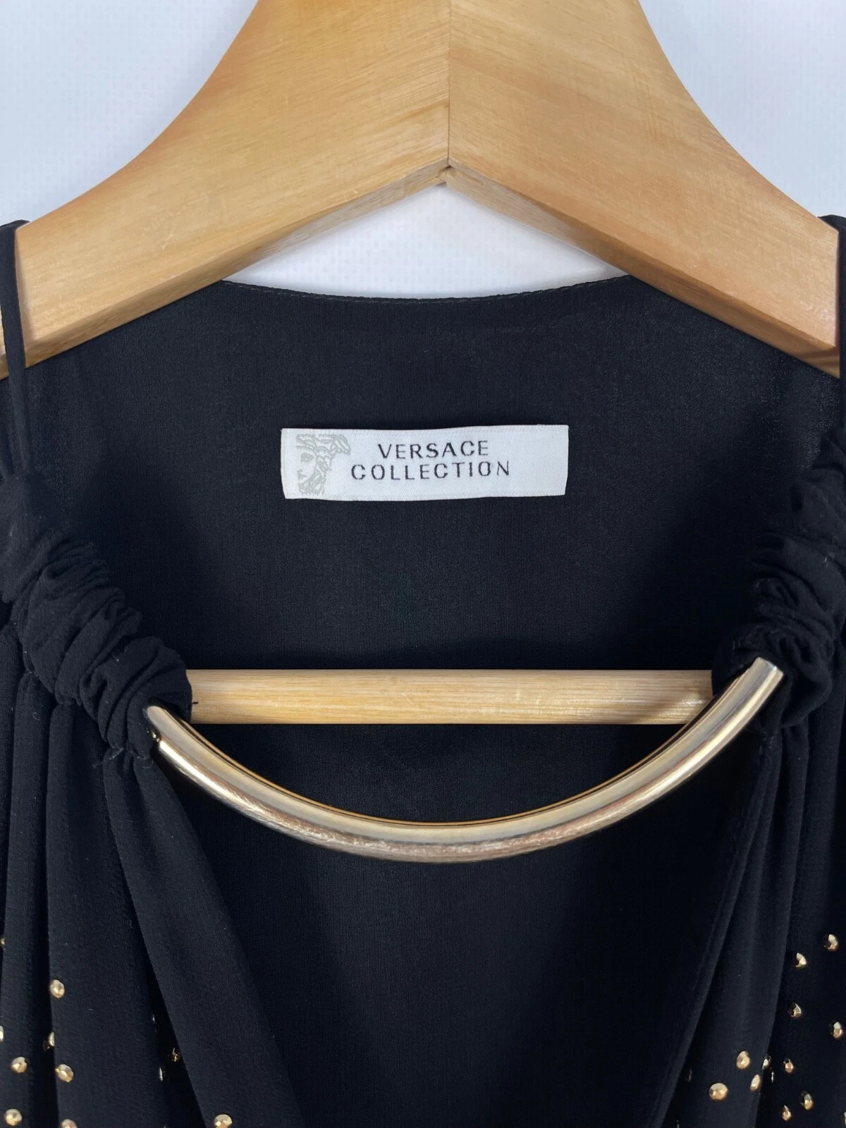 Versace Collection Mini Abito Donna Impreziosito Nero Stile Lusso Taglia 40