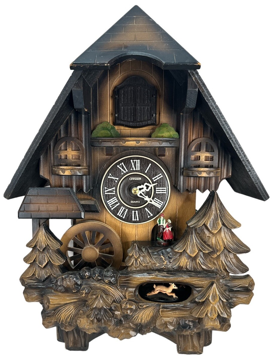 Citizen Wood Cuckoo WORKING Clock 4MJ659 Rhythm Sound Motion Japan Vintage