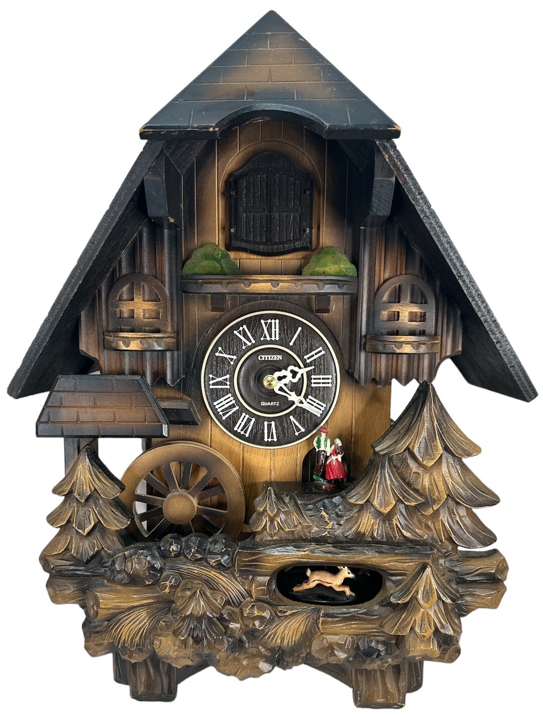 Citizen Wood Cuckoo WORKING Clock 4MJ659 Rhythm Sound & Motion Japan Vintage