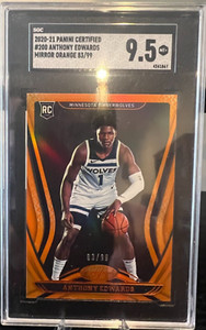 2020-21 Panini Certified #200 Anthony Edwards Mirror Orange Rookie /99 SGC 9.5
