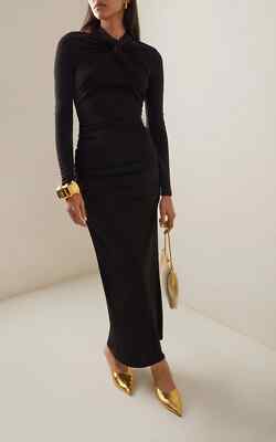 NEW $1,790 CAROLINA HERRERA Twist Front Ruched Long Sleeve Jersey Dress S |  eBay