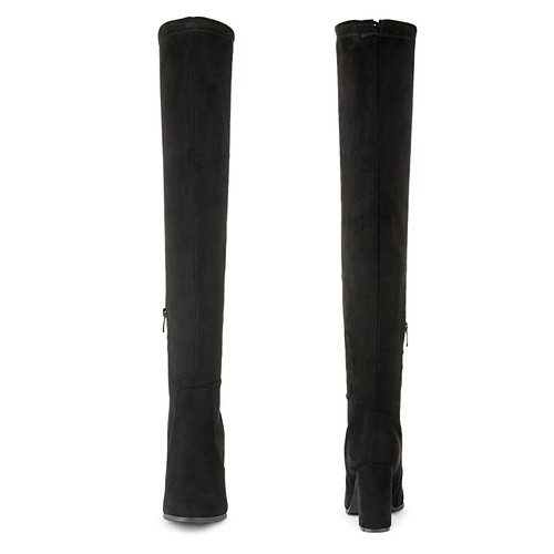 Damen Damen Mode Overknee Stiefel Party Sexy Blockabsatz Overknee Stiefel - Bild 6 von 24