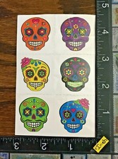 DAY OF THE DEATH, ONE SHEET WITH 6 TEMPORARY TATTOOS BEAUTIFUL DESIGN CALACA