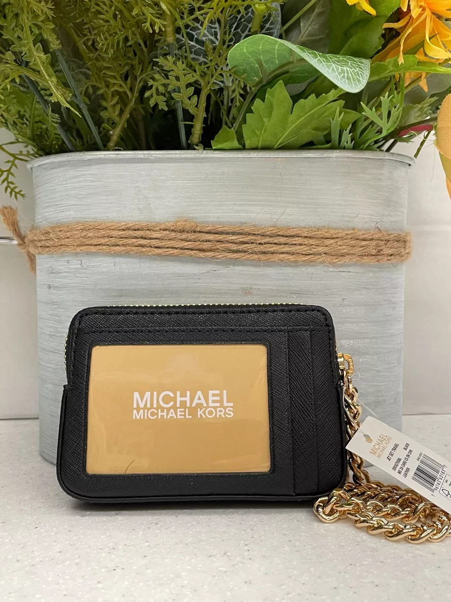 MICHAEL MICHAEL KORS Medium Saffiano Leather/Canvas Chain Card Case (You  Pick)